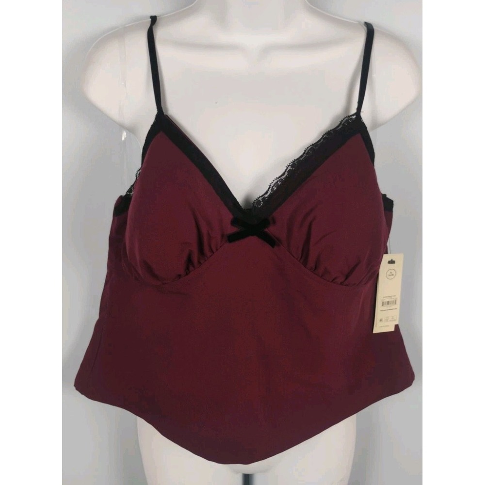 No Boundaries Women's  XL Dark Cherry Sweetheart Tank Top Adjustable Straps Nobo